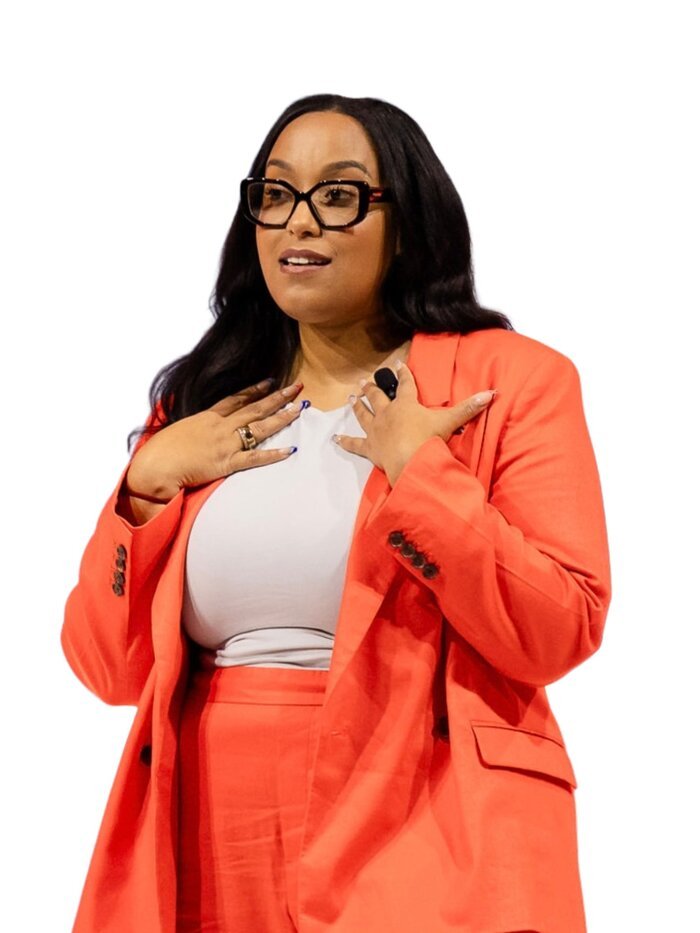 Jennylee Ramos in a coral suit